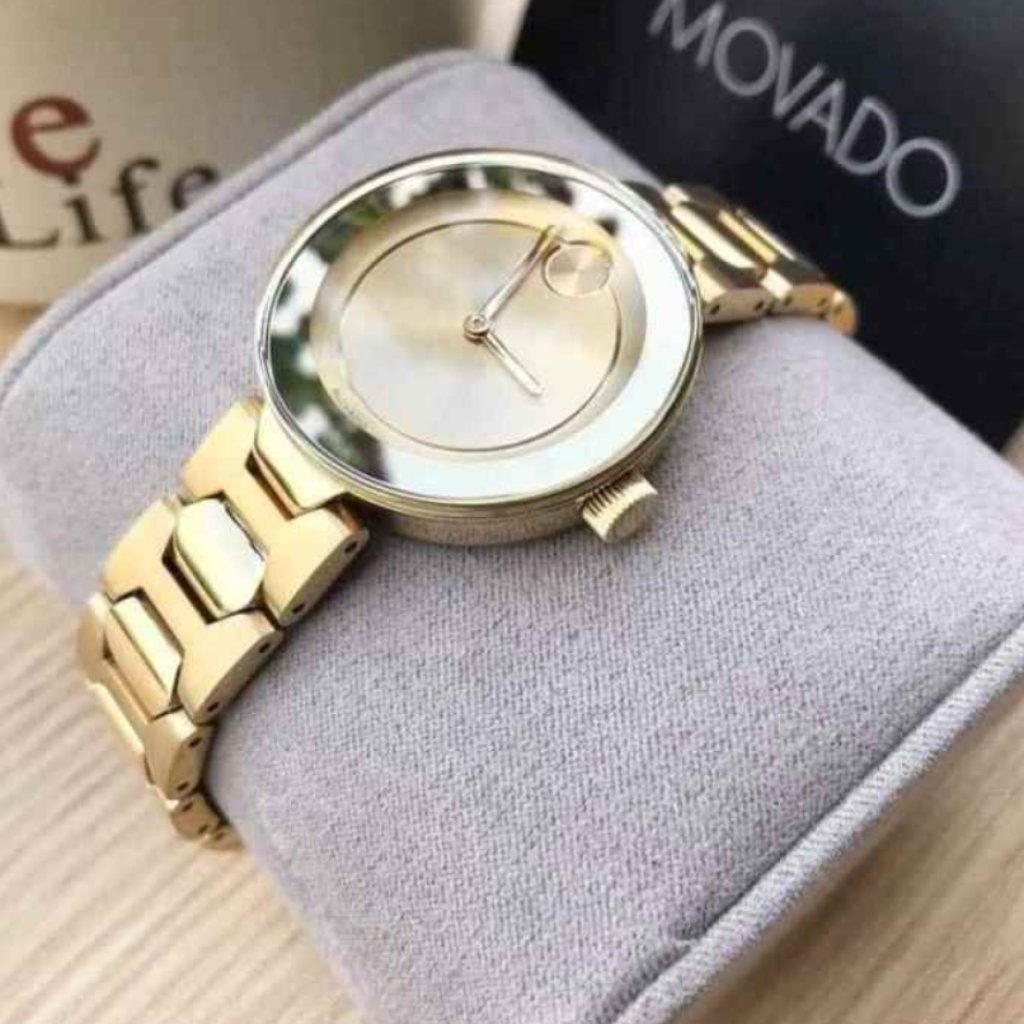 Movado Ladies Gold Steel Dial Watch New